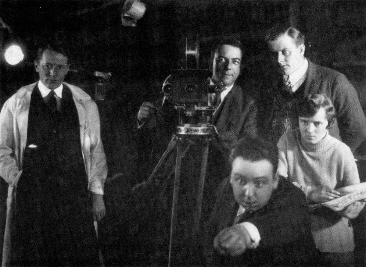 Promotional Photo of Hitch Directing 'The Mountain Eagle' (1927) with Alma Reville sitting behind him